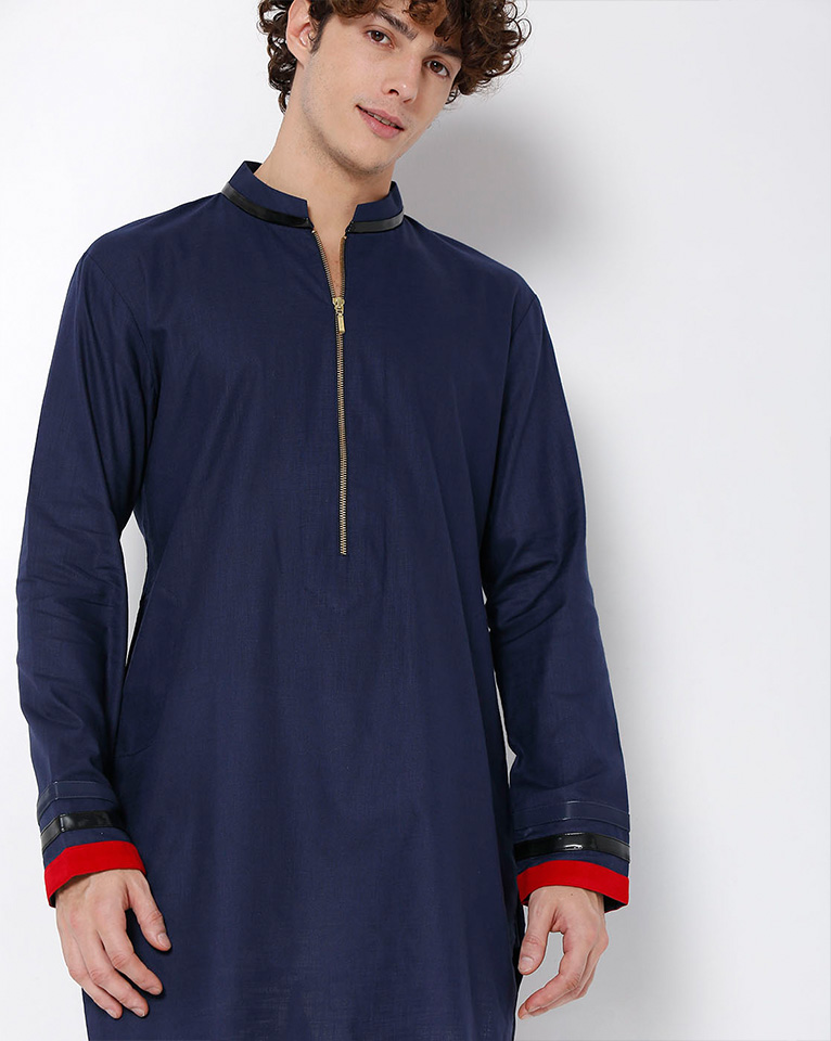 Mandarin zipper collar kurta 