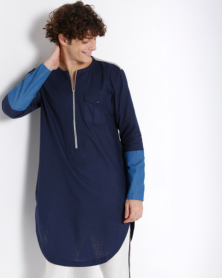 Round Neck Zipper Kurta