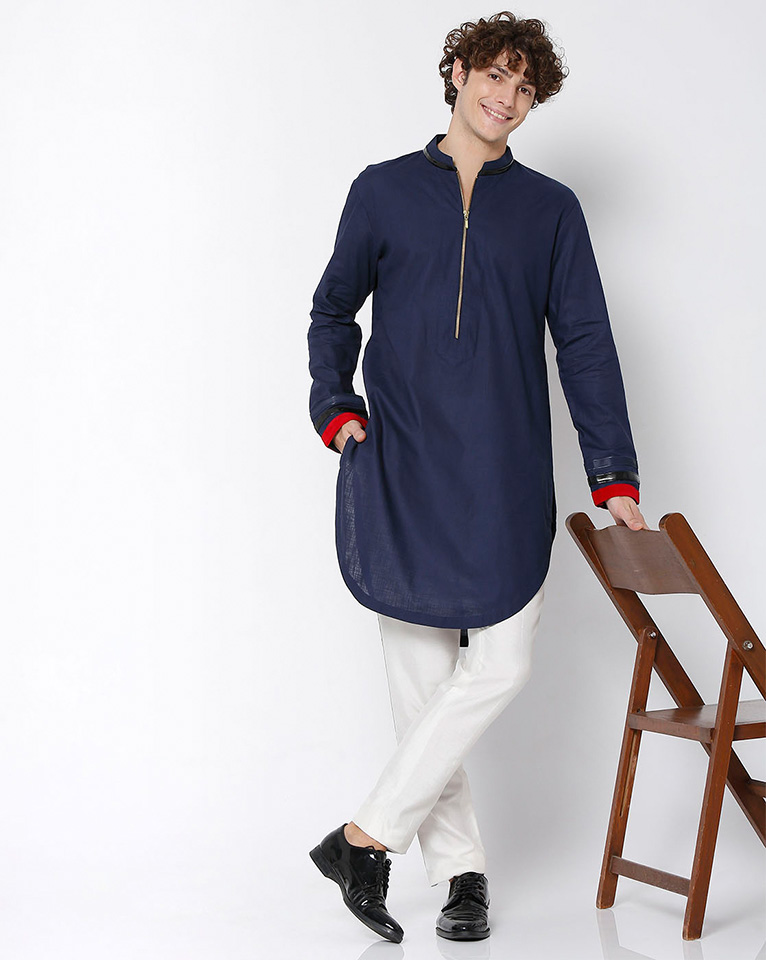 Mandarin zipper collar kurta 